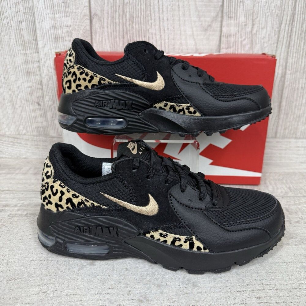 Nike Air Max Excee GPX Black/Hemp Leopard Athletic Shoes Women Size 6 IO8734-010
